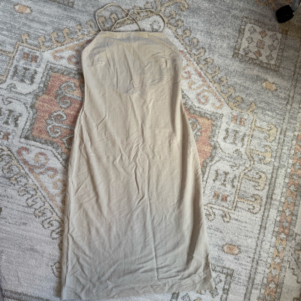 H&M Tan Halter Midi Dress for Weddings